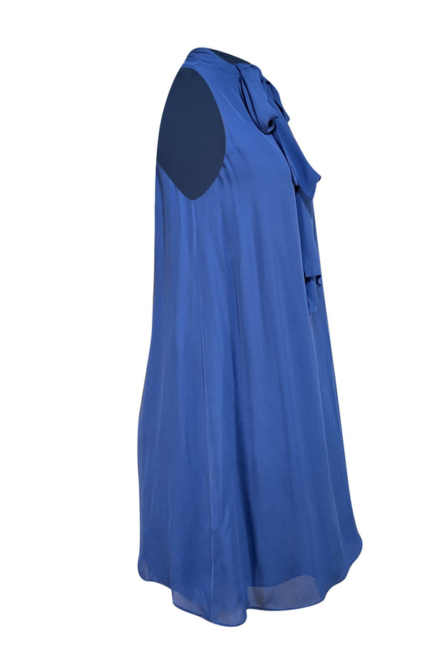 Alice & Olivia - Royal Blue Sleeveless Silk Neck Tie Dress Sz S - Current Boutique