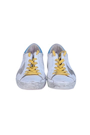 Golden Goose - Ivory Leather "Super Star" Sneakers w/ Teel Heel Sz 8 - Current Boutique