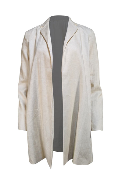Theory - Beige Linen Blend Open Front Blazer Sz P - Current Boutique