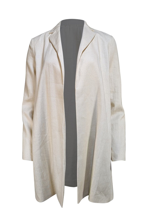 Theory - Beige Linen Blend Open Front Blazer Sz P - Current Boutique