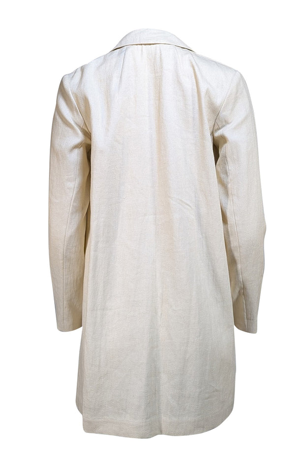 Theory - Beige Linen Blend Open Front Blazer Sz P - Current Boutique
