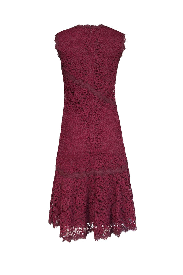Tory Burch - Burgundy Lace Sleeveless V-Neck Dress Sz 6 - Current Boutique