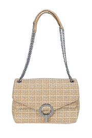 Sandro - Beige & Silver Tweed Front Flap Shoulder Bag - Current Boutique