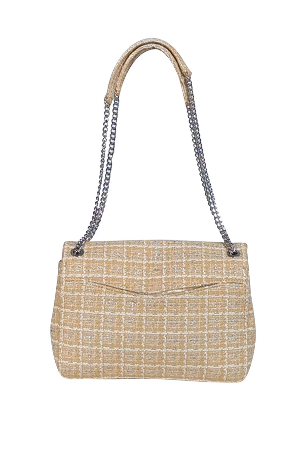 Sandro - Beige & Silver Tweed Front Flap Shoulder Bag - Current Boutique