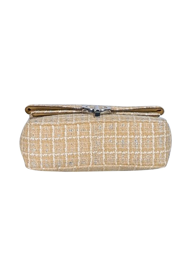Sandro - Beige & Silver Tweed Front Flap Shoulder Bag - Current Boutique
