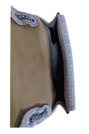 Sandro - Beige & Silver Tweed Front Flap Shoulder Bag - Current Boutique