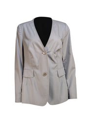 Akris Punto - Light Grey Collarless Two Button Jacket Sz 14