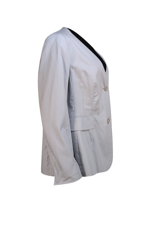 Akris Punto - Light Grey Collarless Two Button Jacket Sz 14