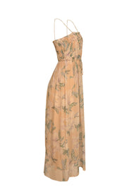 Intermix - Pastel Pink w/ Green & Lavender Floral Print Sleeveless Maxi Dress Sz 00 - Current Boutique