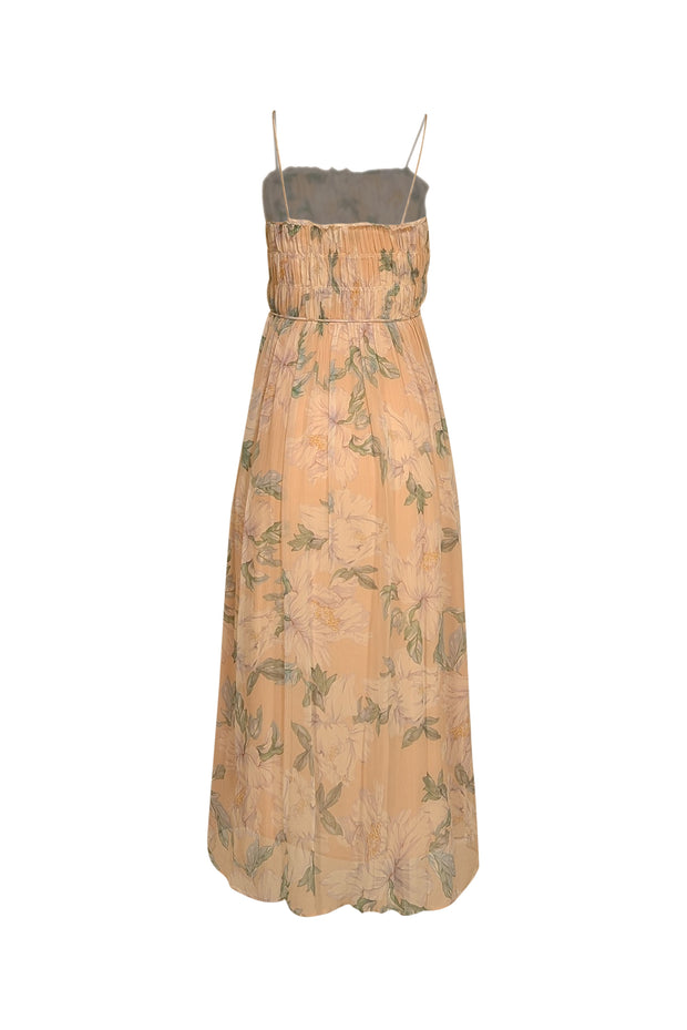 Intermix - Pastel Pink w/ Green & Lavender Floral Print Sleeveless Maxi Dress Sz 00 - Current Boutique
