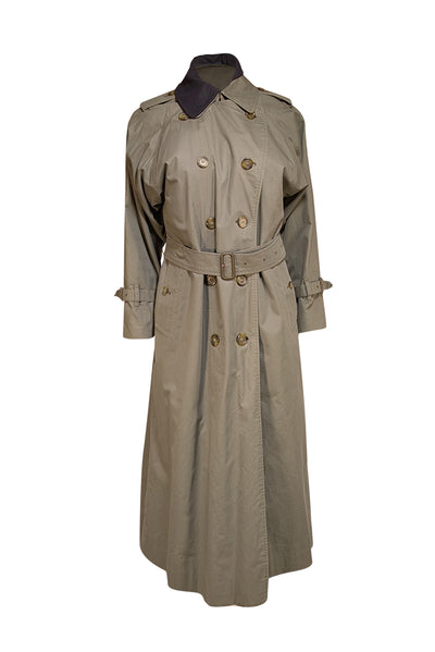 Burberry - Olive Green Double Lined Trench Coat Sz L - Current Boutique