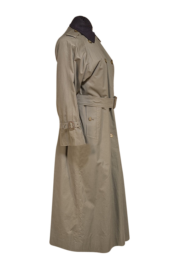Burberry - Olive Green Double Lined Trench Coat Sz L - Current Boutique