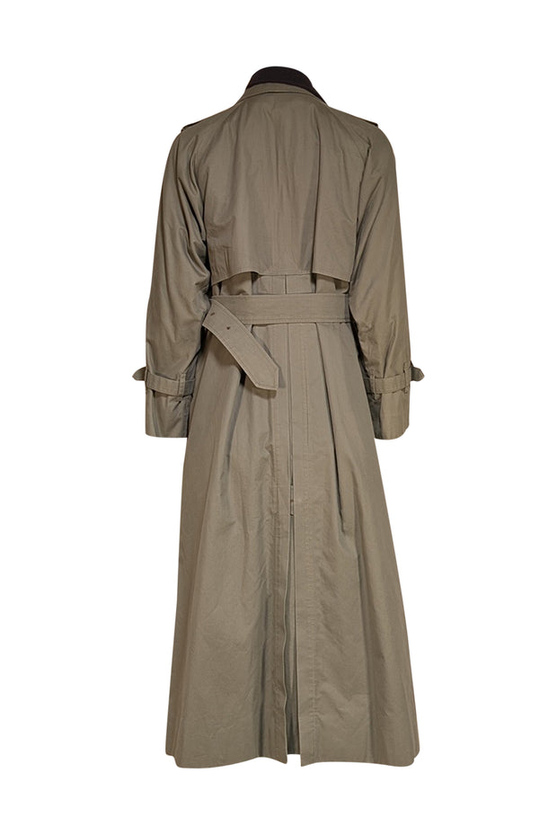 Burberry - Olive Green Double Lined Trench Coat Sz L - Current Boutique