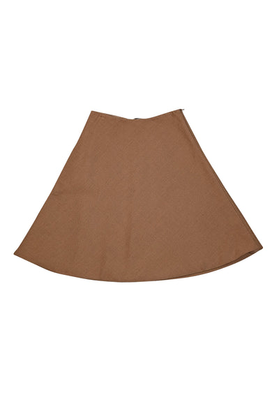 Miu Miu - Tan Flared Wool Blend Skirt Sz 2 - Current Boutique