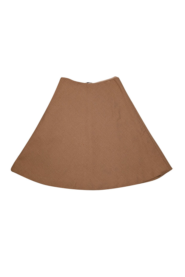 Miu Miu - Tan Flared Wool Blend Skirt Sz 2 - Current Boutique
