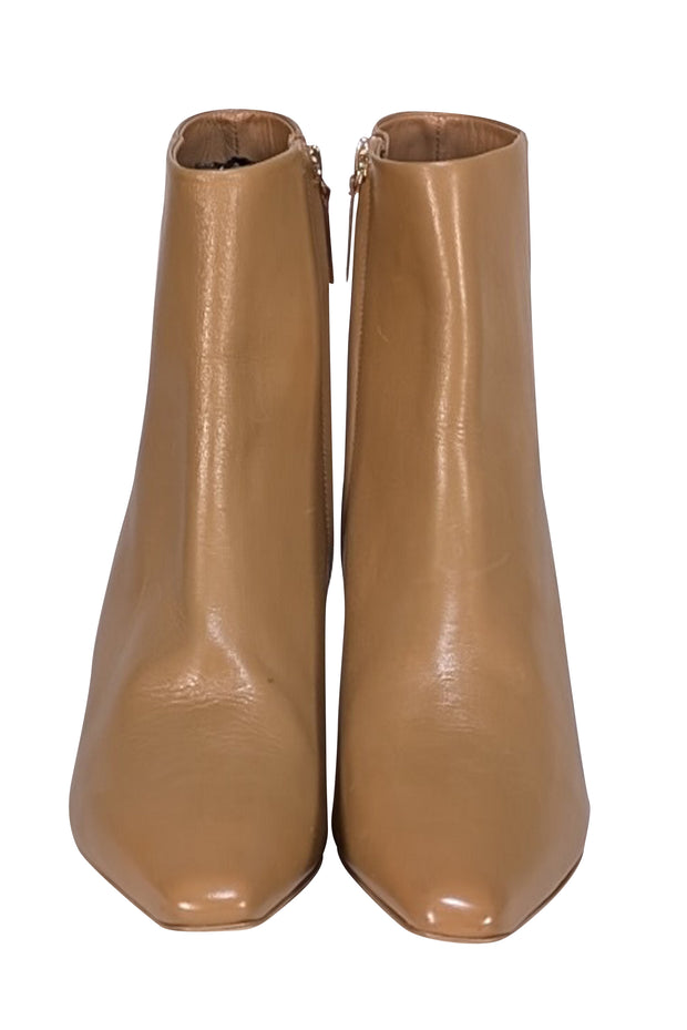 Cult Gaia - Beige Leather Sphere Heel Short Boots Sz 10 - Current Boutique