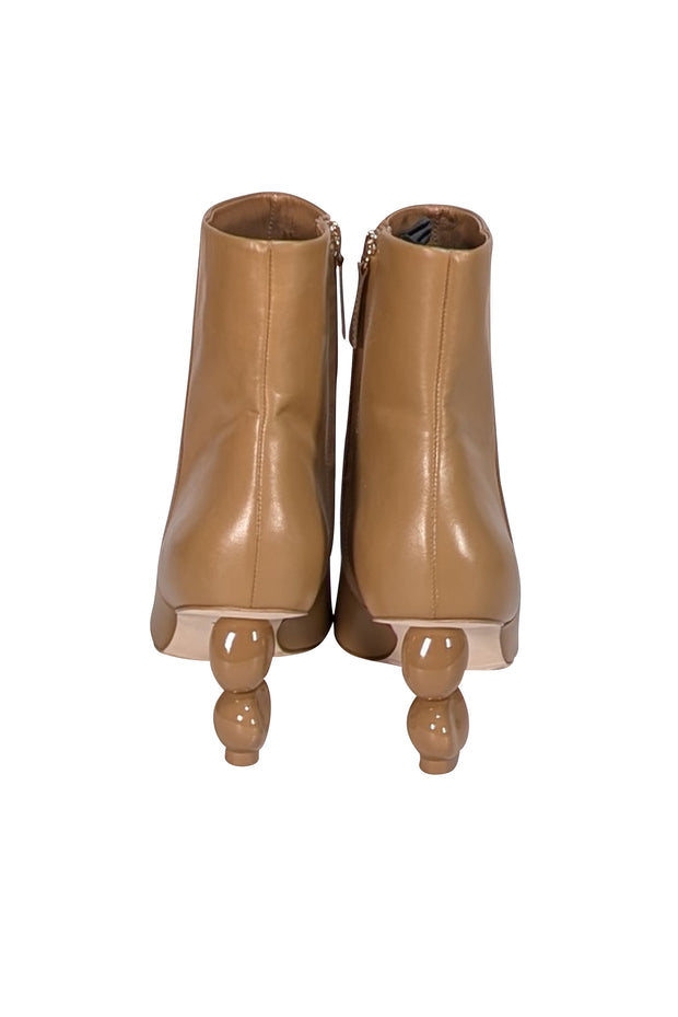 Cult Gaia - Beige Leather Sphere Heel Short Boots Sz 10 - Current Boutique