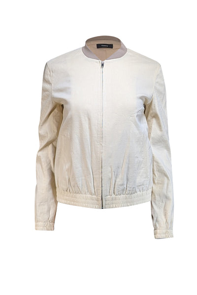 Theory - Ivory Linen Blend Bomber Style Jacket Sz S - Current Boutique