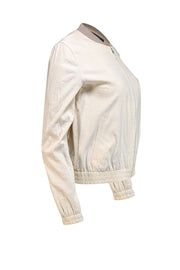 Theory - Ivory Linen Blend Bomber Style Jacket Sz S - Current Boutique