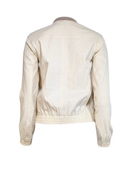 Theory - Ivory Linen Blend Bomber Style Jacket Sz S - Current Boutique