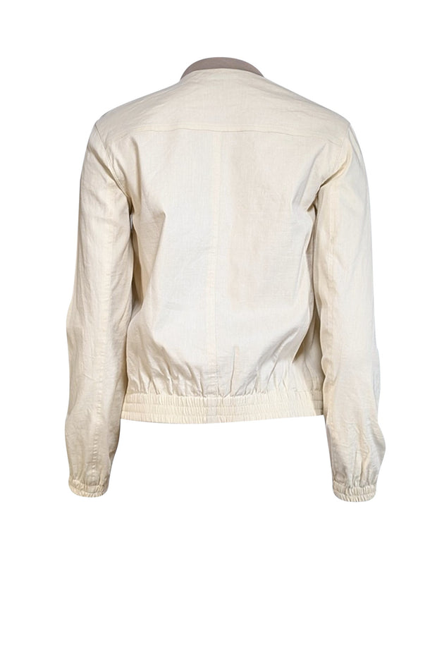 Theory - Ivory Linen Blend Bomber Style Jacket Sz S - Current Boutique