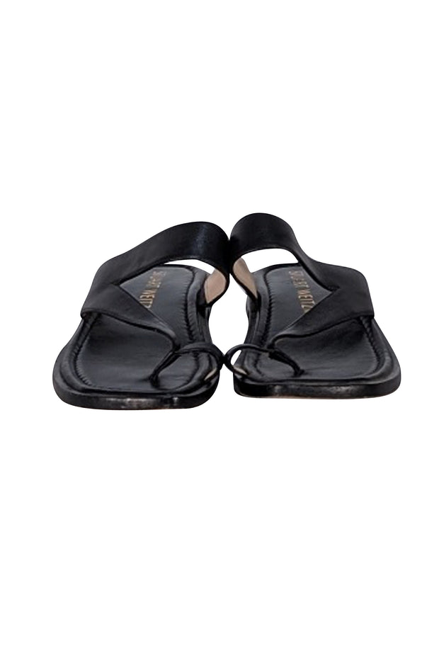 Stuart Weitzman - Black Leather Toe Strap Sandals Sz 7.5