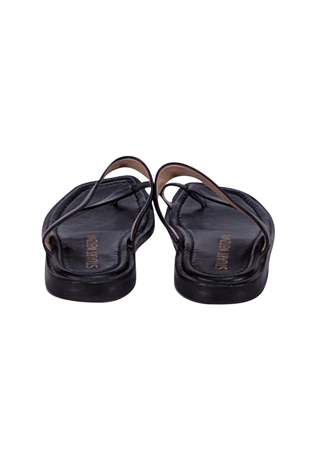 Stuart Weitzman - Black Leather Toe Strap Sandals Sz 7.5