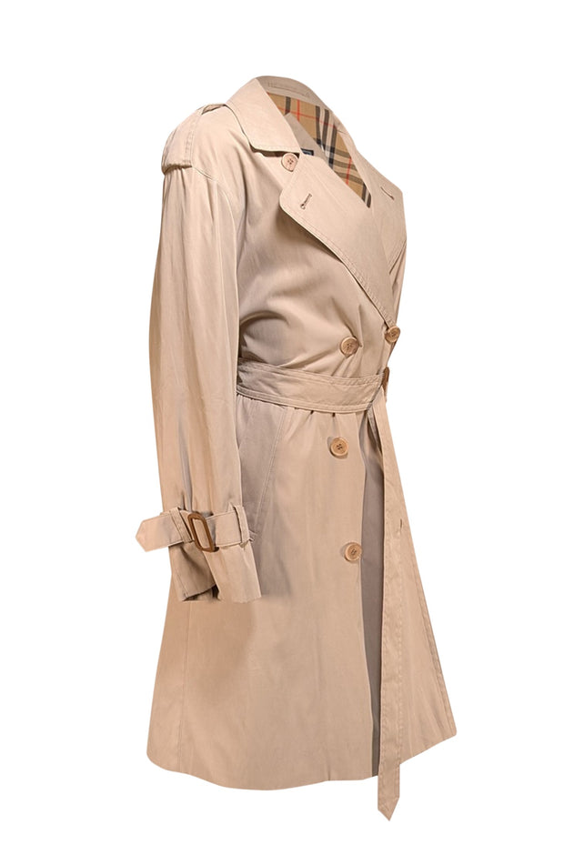 Burberry - Beige Long Trench Coat Sz L - Current Boutique