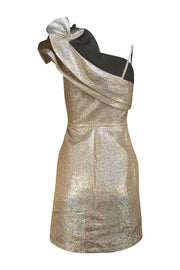 Ieena - Gold Metallic Brocade Ruffled One Shoulder Dress Sz 2