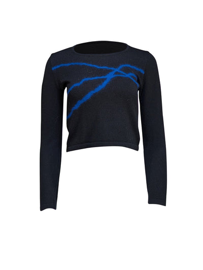 Versace - Black & Blue Knit Sweater Sz S - Current Boutique