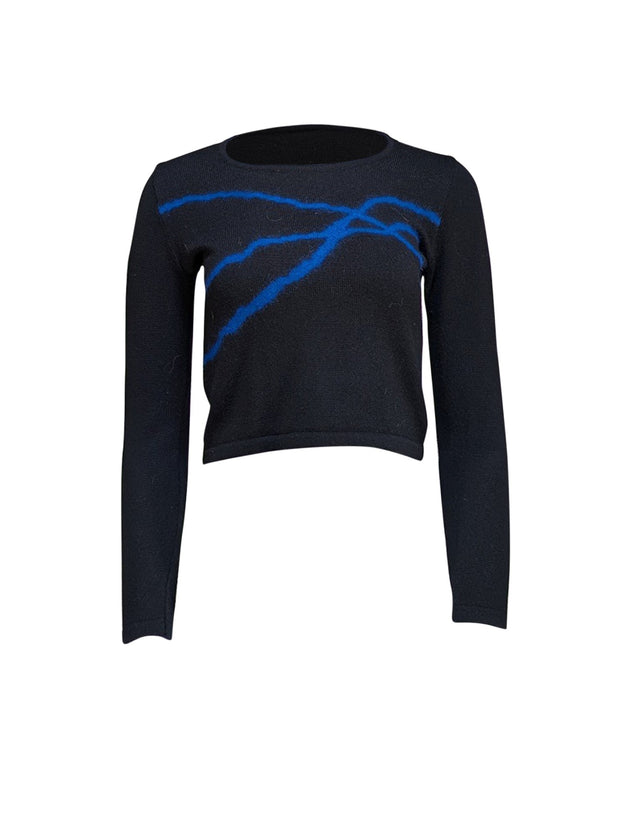 Versace - Black & Blue Knit Sweater Sz S - Current Boutique