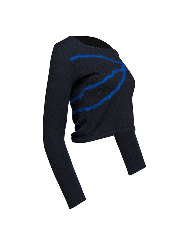 Versace - Black & Blue Knit Sweater Sz S - Current Boutique