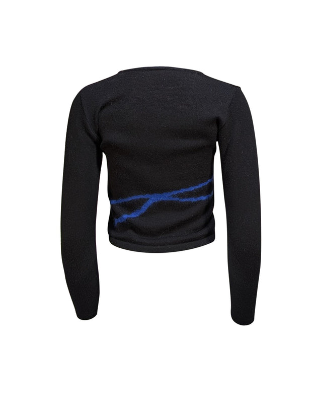 Versace - Black & Blue Knit Sweater Sz S - Current Boutique