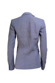 Elie Tahari -Blue Contrasting Trim Linen Blend Blazer Sz 4