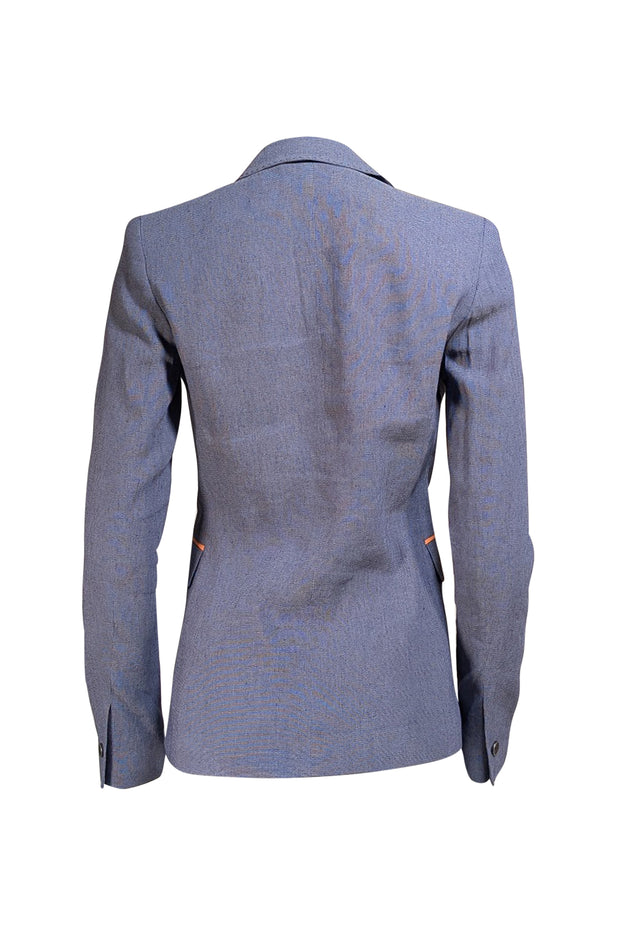 Elie Tahari -Blue Contrasting Trim Linen Blend Blazer Sz 4