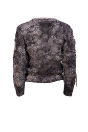 Avant Toi- Black, Grey, & White Distressed Metallic Sweater Sz L - Current Boutique