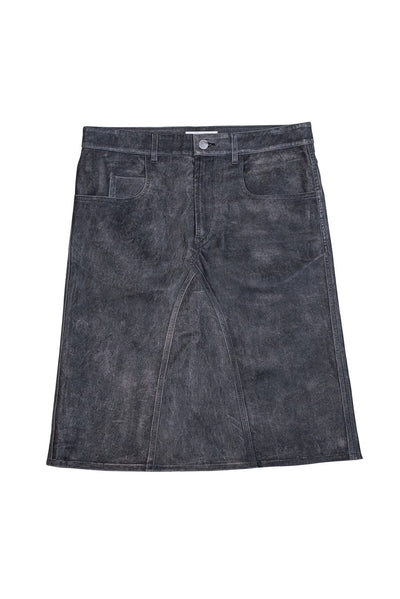 Isabel Marant Etoile - Dark Grey Lamb Leather  'Fiali' Skirt Sz L - Current Boutique