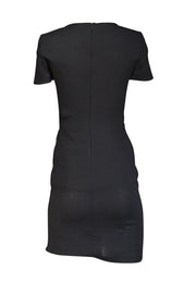 Valentino - Black Wool Belted Short Sleeve Dress Sz 4 - Current Boutique