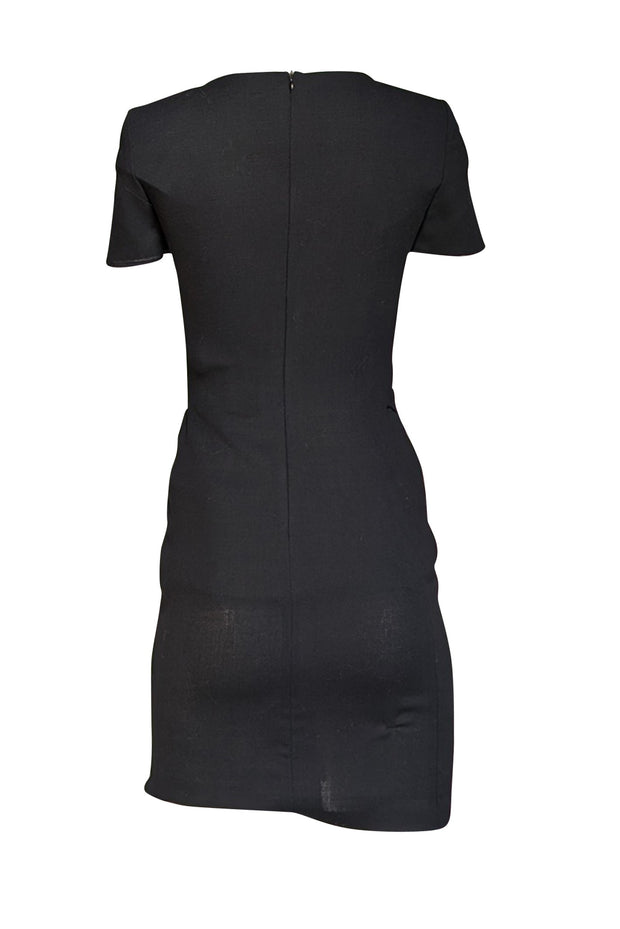 Valentino - Black Wool Belted Short Sleeve Dress Sz 4 - Current Boutique