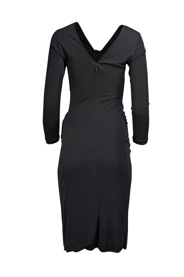 Gucci - Black V-neckline Gold Buckle Dress Sz M