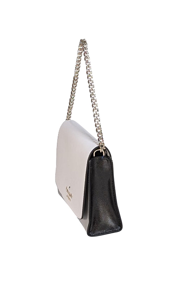 Kate Spade - Grey, White, & Black Color Block Saffiano Leather "Carson" Crossbody Bag - Current Boutique