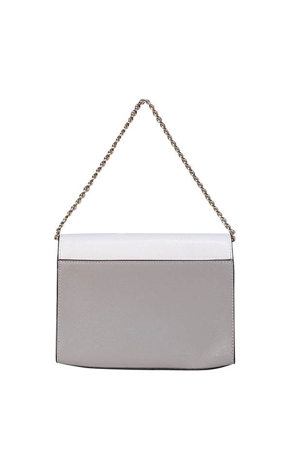 Kate Spade - Grey, White, & Black Color Block Saffiano Leather "Carson" Crossbody Bag - Current Boutique