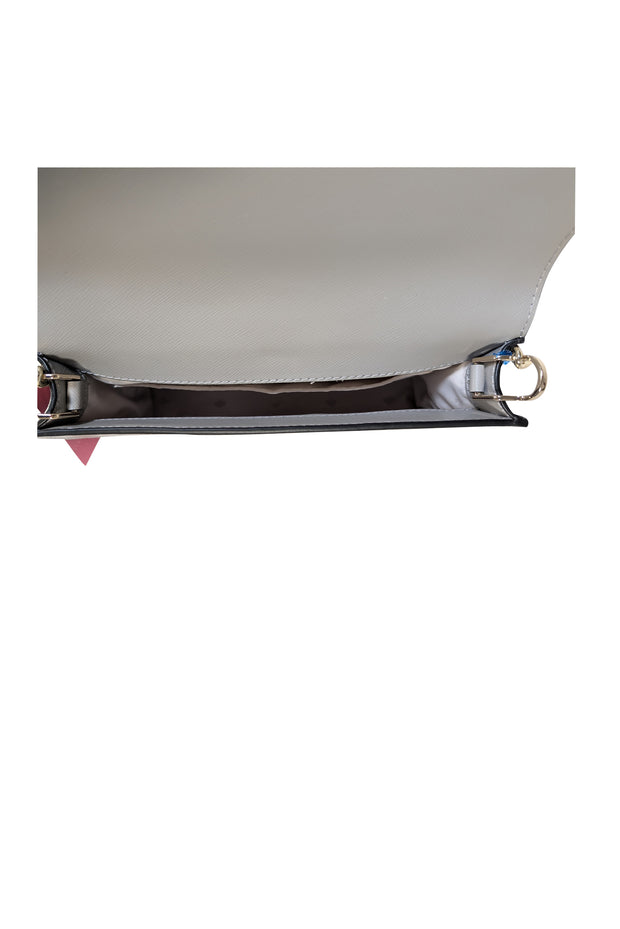 Kate Spade - Grey, White, & Black Color Block Saffiano Leather "Carson" Crossbody Bag - Current Boutique