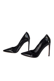 Brian Atwood - Black Textured Patent Leather Pointed Toe Pumps Sz 7.5