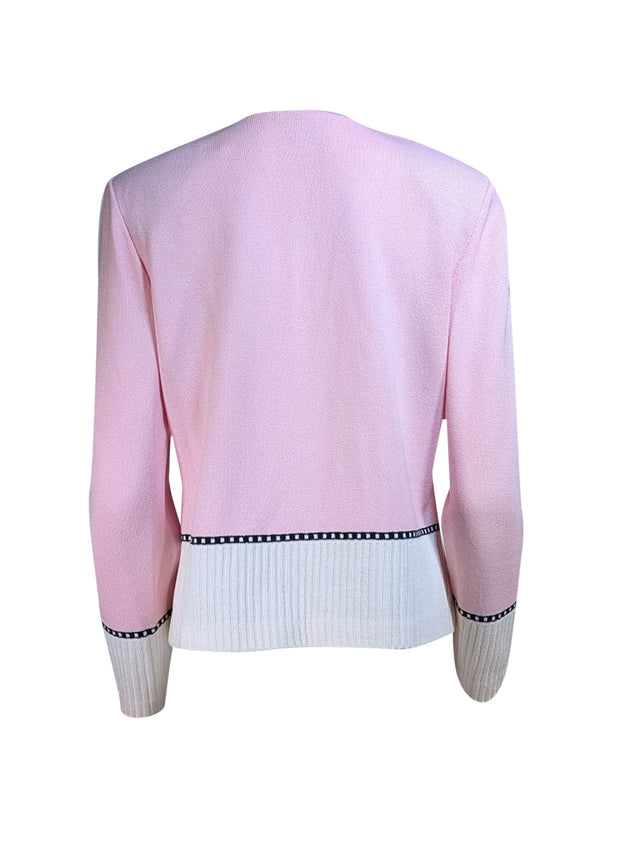 St. John - Light Pink V-neckline Zipper Jacket Sz 10 - Current Boutique