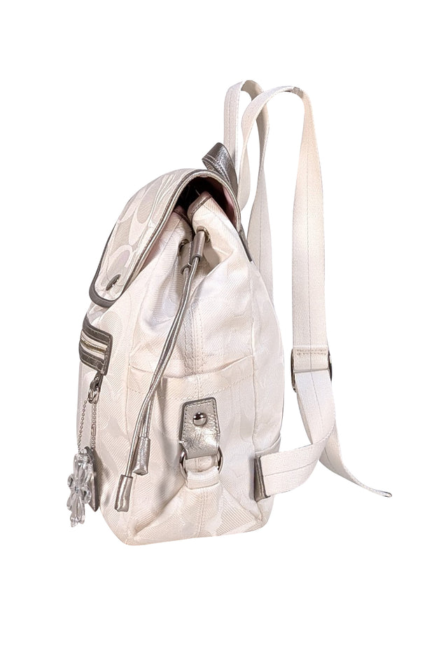 Coach - Ivory Monogram Fabric Backpack