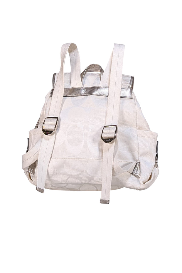 Coach - Ivory Monogram Fabric Backpack