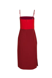 Milly - Red & Maroon Two Tone Colorblock Sleeveless Sheath Dress Sz 12 - Current Boutique