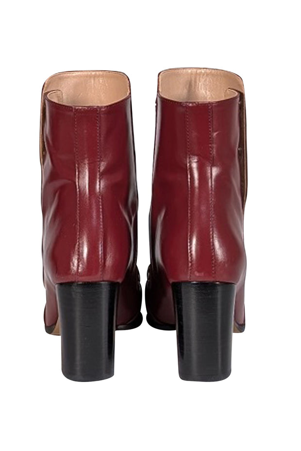Mulberry - Crimson Red Leather Short Boots w/ Silver Button Trim Sz 7 - Current Boutique
