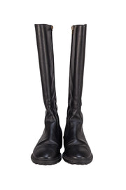 Coach - Black Leather Upper Logo Detail Tall Boots Sz 7 - Current Boutique